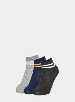 Buy Pack of 3 - Striped Cuff Ankle Socks in Saudi Arabia