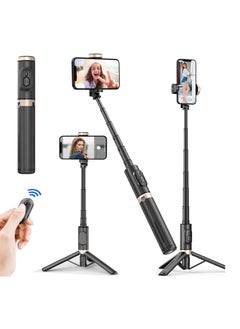 اشتري Tycom Selfie Stick For Phone Size 4.5-6.2Inch, Extendable to 85cm Selfie Stick Tripod with Bluetooth Wireless Remote Phone Holder (Q12 Black) في الامارات