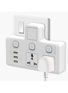 Buy Power Adapter Multi Plug Extension, Extender Wall Socket 3 Way USB Multiple Electrical Outlet Adaptor, Power Station for Home & Office （Q3USB03） in UAE