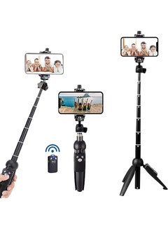 Buy 40 Inch Aluminum Alloy Selfie Stick Phone Tripod With Wireless Remote Shutter For Iphone 13 12 11 Pro Xs Max Xr X 8 7 6 Plus, Android Smartphone, For Selfies Video Recording Live Streaming in Saudi Arabia