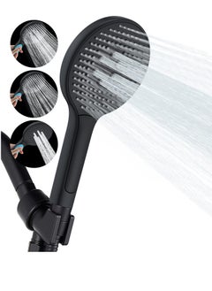 اشتري High-Pressure Shower Head with Handheld, 3 Mode Spray Showerhead, 5 Inch Large Face, Black Handheld Shower Head, Adjustable Shower Bracket Holder في الامارات