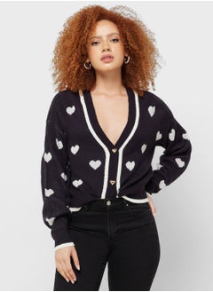 Buy Printed Button Detail Cardigan in UAE