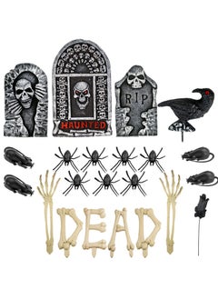 Buy Creepy 24-Piece Tombstone Set Halloween Decoration for Trick-or-Treat Props, Theme Party, Haunted House Decor Kit in UAE