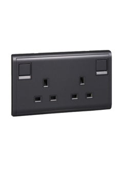 Buy Schneider Electric Pieno 13A 250V 2 Gang switched socket Matt Black E82T25_MB_G1 in UAE