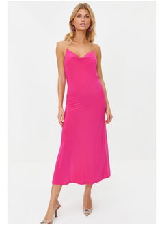 Buy Fuchsia Stone Accessory Detail Elegant Evening Dress TPRSS24EL00044 in Egypt