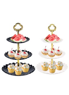 Buy 2 Pack 3-Tier Plastic Cake Stand Dessert Cupcake StandPastry Candy Fruit Cookie Serving Tray in Saudi Arabia