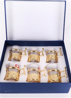 اشتري Glass Tea Set With Golden Metal Handle KP02-12 في السعودية