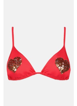 اشتري Women Embellished Padded Bikini Top, Red في السعودية