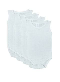 Buy 4-Pieces Bodysuit barbtoz Perforated Boys Underwear Cotton 100% White in UAE