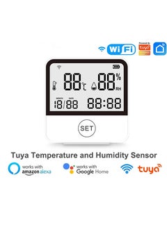 Buy Tuya WiFi Temperature And Humidity Sensor Thermometer Hygrometer Indoor LED Screen Display Works with Alexa Google Home in Saudi Arabia