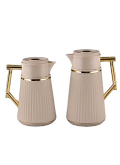 Buy Royal Camel Thermos Set Of 2 Pieces For Coffee And Tea Light Brown/Golden 1 Liter And 0.5 Liter in Saudi Arabia