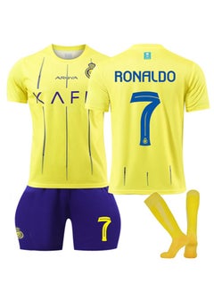 اشتري مجموعة قميص كرة القدم للأطفال - #7 كريستيانو رونالدو مجموعة كاملة تتضمن قميصًا واحدًا وشورتًا وزوجًا واحدًا من الجوارب، هدية مثالية للأطفال ومحبي كرة القدم في الامارات