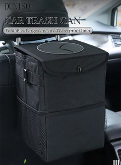 اشتري Foldable Car Trash Can Car Trash Bag Bin Hanging Waterproof Automotive Car Garbage Cans Leak Proof Vehicle Trash Can Black في السعودية