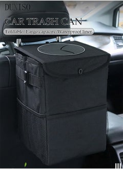 اشتري Foldable Car Trash Can Car Trash Bag Bin Hanging Waterproof Automotive Car Garbage Cans Leak Proof Vehicle Trash Can Black في الامارات