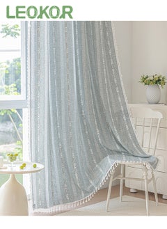 Buy 1 Panels Embroidered Farmhouse Sliding Door Curtain Boho Curtains 140*220CM in Saudi Arabia