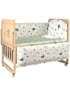 اشتري 4 in 1 Baby Bassinet, Baby Bedside Sleeper Wooden Bedside Cribs with Mattress, Mosquito Net, 102 X 90 X 60 CM في الامارات