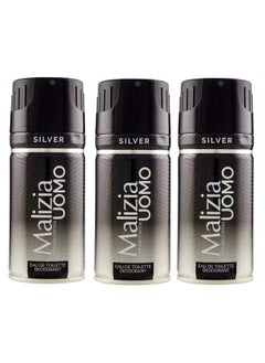 Buy Malizia Uomo Deo Silver Body Spray 150ml (Pack of 3) in UAE