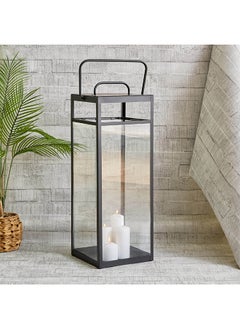 Buy Metal Modern Lantern with Glass 30 x 73.5 x 25 cm in UAE