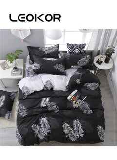 اشتري 4-Piece Luxury European Style Printed Duvet Cover Comforter Set Cotton Black/White 200x230cm في السعودية