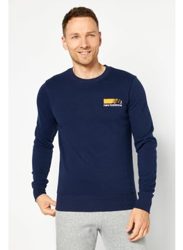 Buy Men Athletic Fit Long Sleeves Running Sweatshirt, Navy in UAE