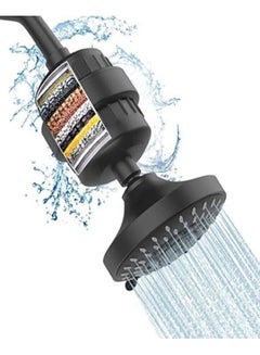 Buy Filtered Shower Head 20 Stage Shower Filter Combo High Pressure Rain Shower Heads Filter for Hard Water Detachable 5 Modes Adjustable Water Softener Remove Chlorine Fluoride (Black) in Saudi Arabia
