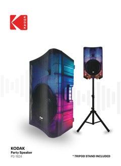 Buy Party Speaker PS-1824  Wireless UHF Microphone included Tripod Stand Black in UAE