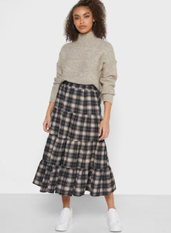 Buy Checked Tiered Midi Skirt in Saudi Arabia