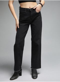 Buy Women 90s Straight Fit High-Rise Clean Look Stretchable Jeans in UAE