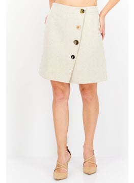 اشتري Women Textured Mini Skirt, Taupe في الامارات