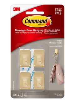 Buy Command 17032G-4UKN Metallic Hook, small, gold color. 4 hooks and 5 strips/pack in UAE