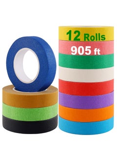 Buy Colored Masking Tape, 12 Rolls Colored Painters Tape for Arts, Rainbow Labelling Masking Tape for Kids, DIY Craft Tape, 0.78 Inch x 20 Meters in UAE