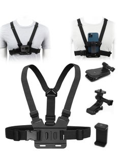 Buy Camera Chest Mount Strap Harness Fit for AKASO DJI Osmo Adjustable Cell Phone with Sports Installation Bracket kit Mobile Bracket Backpack Clip Holder in UAE