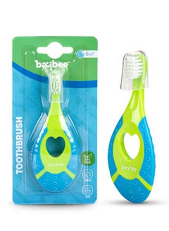 Buy Baybee Ultra Soft Baby Toothbrush Set, BPA Free Baby Training Toothbrush Set with Soft Bristles & Easy Grip | Baby Kids Toothbrush | Infant Baby Brush Toothbrush Set for 6+ Months (Blue/Green) in UAE