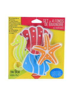 Buy 4-Piece Fish Starfish Seahorses Shells PVC Mini Shower Mats Set for Children Multicolour 1.27 x 8.99 x 8.99 cm 721725 in Saudi Arabia