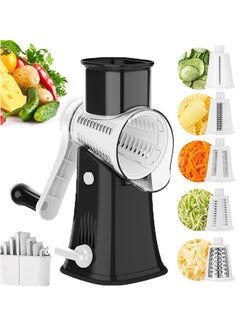 Buy Manual Drum Vegetable Slicer, 5 Sets of Interchangeable Stainless Steel Blades Kitchen Vegetable Chopper Dicer in Saudi Arabia