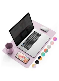 Buy Multifunctional Office Desk Pad, Ultra Thin Waterproof PU Leather Mouse Pad, Dual Use Desk Writing Mat for Office/Home(Gold + Pink) in UAE