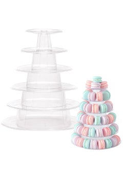 Buy 6 Tier Round Plastic Macaron Tower Stand, Macarons Holder, Macaroon Cake Tower Display Stand for Dessert Display, Macaroon Tower Stand Cake Display Tier Round Stand for Wedding, Birthday Party in UAE