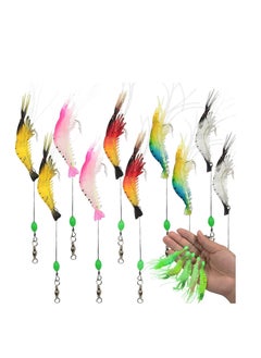 Buy 10 pcs Soft Luminous Shrimp Lure Set, Premium Soft Shrimp Fishing Tackle with Luminous Sharp Hooks, for Freshwater Saltwater Bass Trout Catfish Salmon in Saudi Arabia