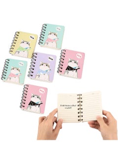 Buy Set of 6 Cute Cat Mini Notebooks - Spiral Bound Memo Books for School and Office Supplies - Top Bound Mini Notebooks with Wire Binding in UAE