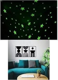 اشتري Bundle of 100 Pcs Home Wall Glow In The Dark Stars Stickers Kids Room Decoration + Geometric Mid-Century Modern Sticker wall art - Set of 3 Each 80x60 في مصر