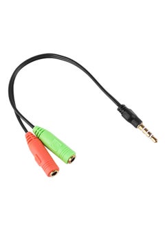 Buy Dual Female To Male Audio Cable Line Black/Green/Orange in UAE