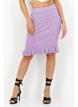 Buy Women Textured Basic Midi Skirt, Purple in UAE