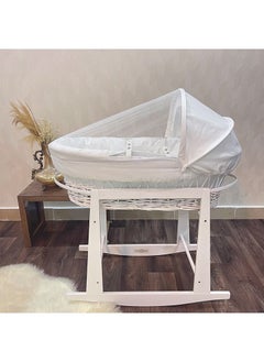 Buy Moses Basket Cradle with Rocking Stand White in Saudi Arabia