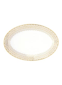Buy High Quality Porcelain Oval Shaped Serving Platter White and Gold 35 x 23.5 cm R1116/SA#FESV in Saudi Arabia