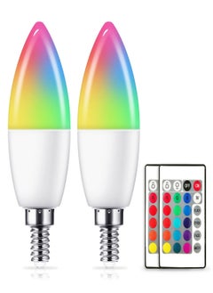 اشتري Color Changing Light Bulb, 17Colors E12 Candelabra Led Light Bulb, 3W 350LM Multicolor Led Bulb with Remote Control, 4 Modes LED Light Bulbs for Home/Decoration/Party/KTV Mood Lighting (2 Pack) في السعودية