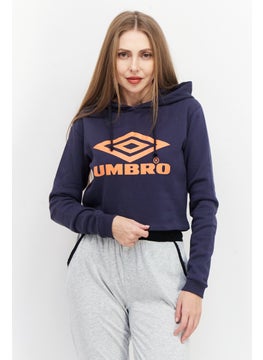 Buy Women Hooded Graphic Print Sweatshirt, Navy Blue in Saudi Arabia