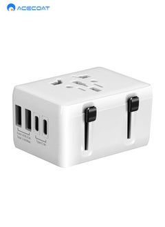 Buy Travel Adapter Worldwide, Universal Travel Plug with 2 USB C and 2 USB A and 1AC Socket, International Travel Adapter, All-in-One Universal Adapter for USA, EU, Australia, England, 150+ Countries in Saudi Arabia