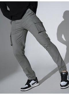 Buy Men Cargo Trousers - Mid Grey Casual Wear in UAE