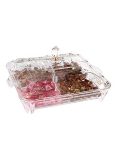 Buy Serving Tray With Cover - Acrylic Spill Proof Rectangular Countertop Decorative Tray With Handle For Appetizer, Breakfast, Candy, Sweets, Fruit, Bread tray for Home & Office in UAE