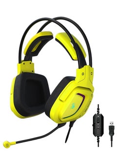 اشتري G575 USB Gaming Headset - 7.1 Surround Sound - Detchable Noise Cancelation Microphone -  RGB Lighting - Lightweight (Punk Yellow) في مصر